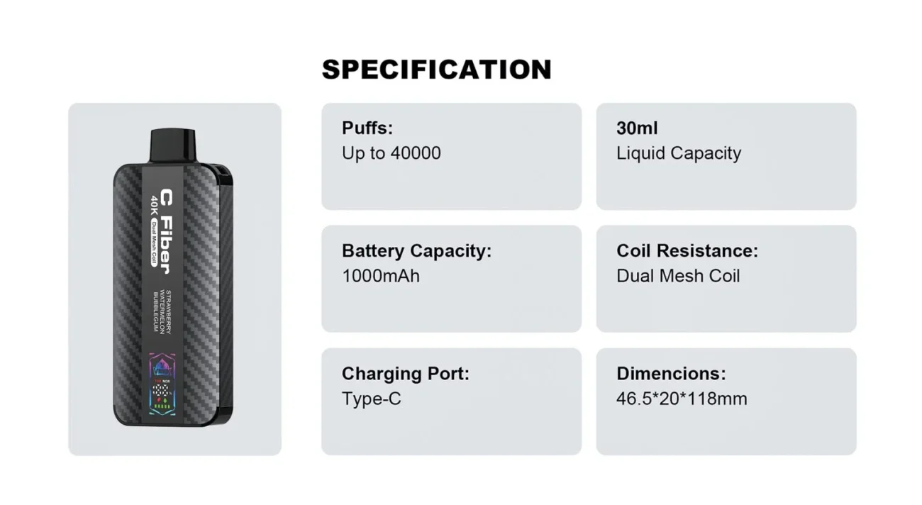 Specifications VEIIK C Fiber Vape