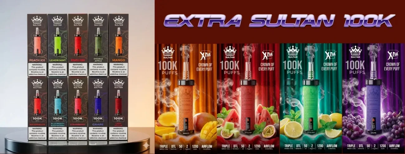 Flavors available SULTAN 100k Puffs