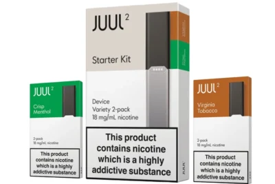 Showing What’s Included in the JUUL 2 Starter Kit: One JUUL 2 Device and Two JUUL 2 Pods