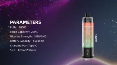 Specifications of VNSN Max 20000 Puffs 50mg Disposable Vape in Dubai
