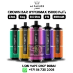 Al Fakher Hypermax 15000 Puffs Crown Bar 15k Puffs 6mg Disposable Vape All Flavors in Dubai UAE