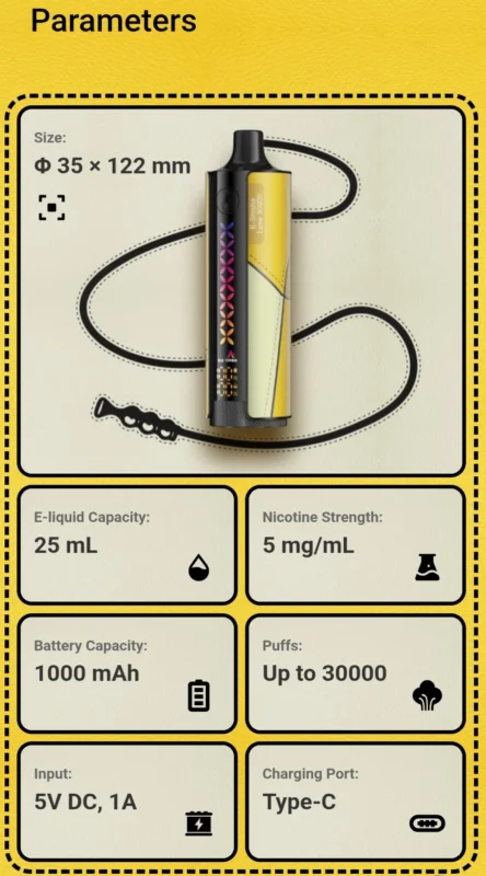 Parameters ELFBAR E-Shisha Luxe 30000 Puffs