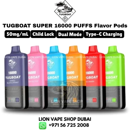 TUGBOAT Super 16000 Puffs 50mg Nicotine Vape in Dubai UAE