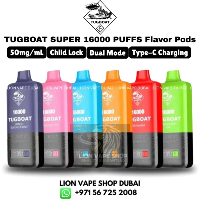 TUGBOAT Super 16000 Puffs 50mg Nicotine Vape in Dubai UAE