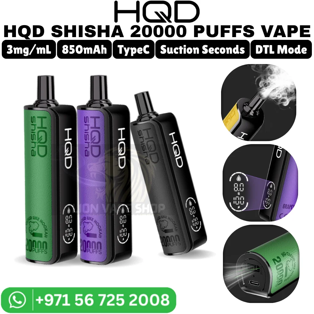 HQD Shisha 20000 Puffs 5MG Nicotine Vape in Dubai
