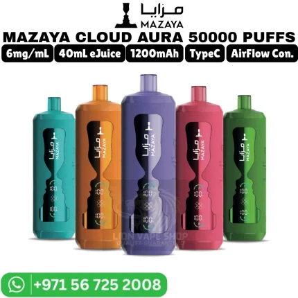 MAZAYA Cloud 50000 Puffs Aura 6mg Nicotine Disposable Vape in Dubai