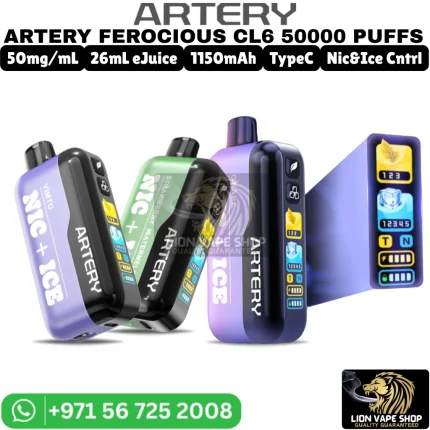 ARTERY Ferocious 50000 Puffs CL6 NIC-ICE Edition in Dubai