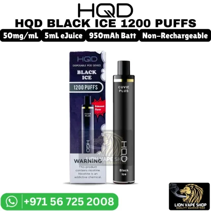 HQD Black Ice 1200 Puffs Cuvie Plus 5% Nicotine Vape in Dubai