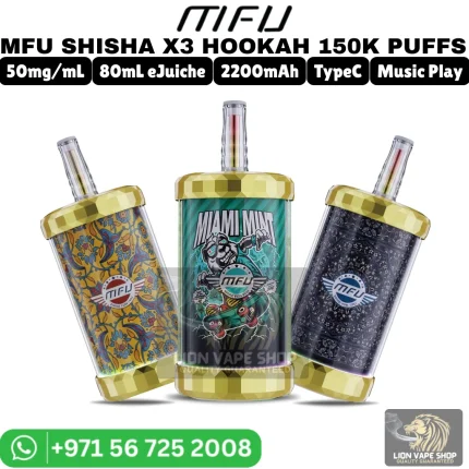 MFU Shisha X3 150K Puffs Hookah 5mg Vape in Dubai