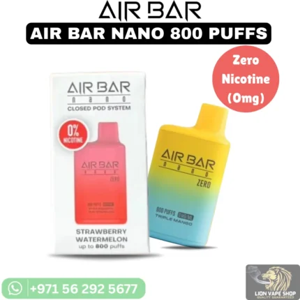 AIR BAR NANO 800 Puffs Zero Nicotine (0mg) Disposable Vape in Dubai & UAE