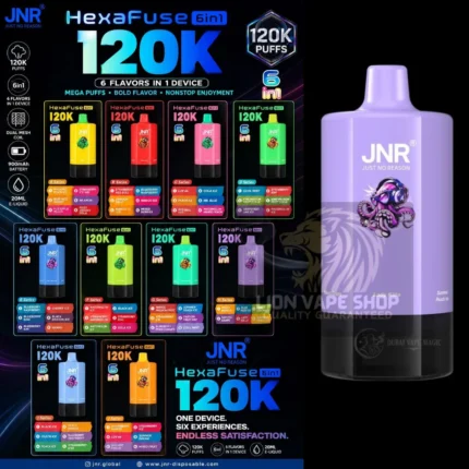 Shop JNR HexaFuse 120K Puffs 6-in-1 Disposable Vape Dubai & UAE