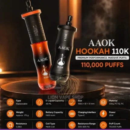 AAOK 110000 Puffs Hookah Style Disposable Vape in Dubai & UAE