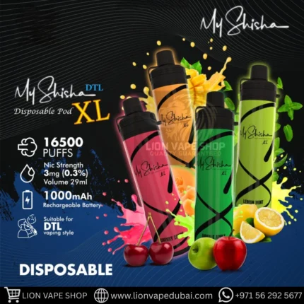 Buy MY SHISHA XL 16500 Puffs 3MG Nicotine DTL Disposable in Dubai & UAE