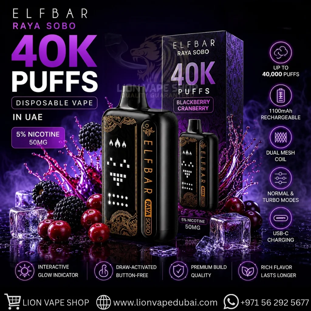 Shop ELFBAR RAYA SOBO 40000 Puffs Disposable Vape in Dubai & UAE