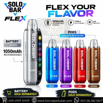 Buy SOLOBAR FLEX 55000 Puffs Disposable Pod & Battery in Dubai